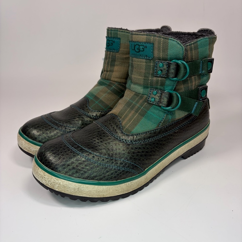 UGG Marais Plaid Wool-Lined Ankle Waterproof Double Buckle Boots Women's 8